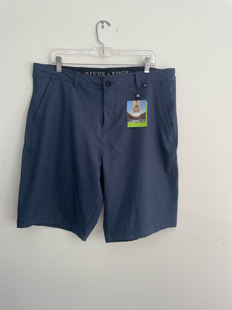 Nwt River Edge Men's Casual Hybrid Shorts Navy. Uv Protection Sz 36.